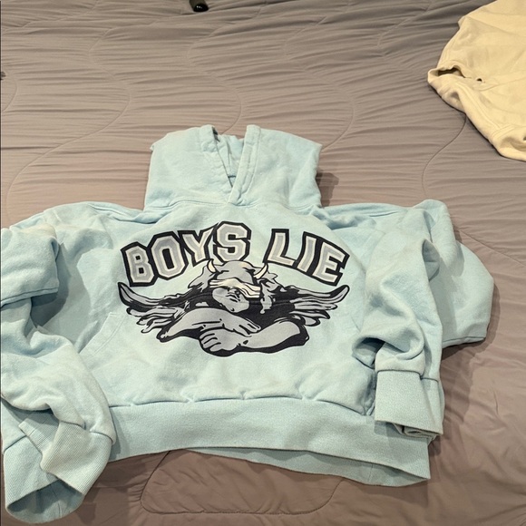Boys Lie Sky Blue Hoodie with Winged Graphic - Picture 2 of 4